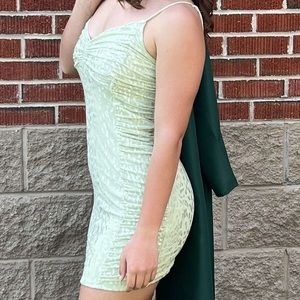 Light green tight fitting animal print dress